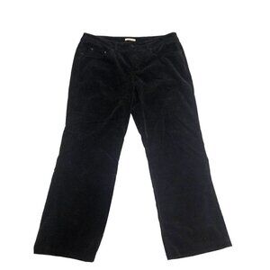 Black Corduroy Pants Size 12 Short Slacks Stretch Length 26" Soft Jones New York